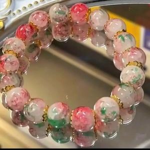 CHERRY PEARL COLOR BEAD BRACELET FITS 6 TO 9 IN